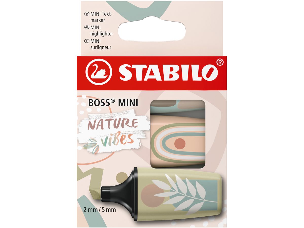 STABILO Boss mini evidenziatore 2-5mm 07/03-72 Natura, astuccio 4 pezzi (4006381615785)