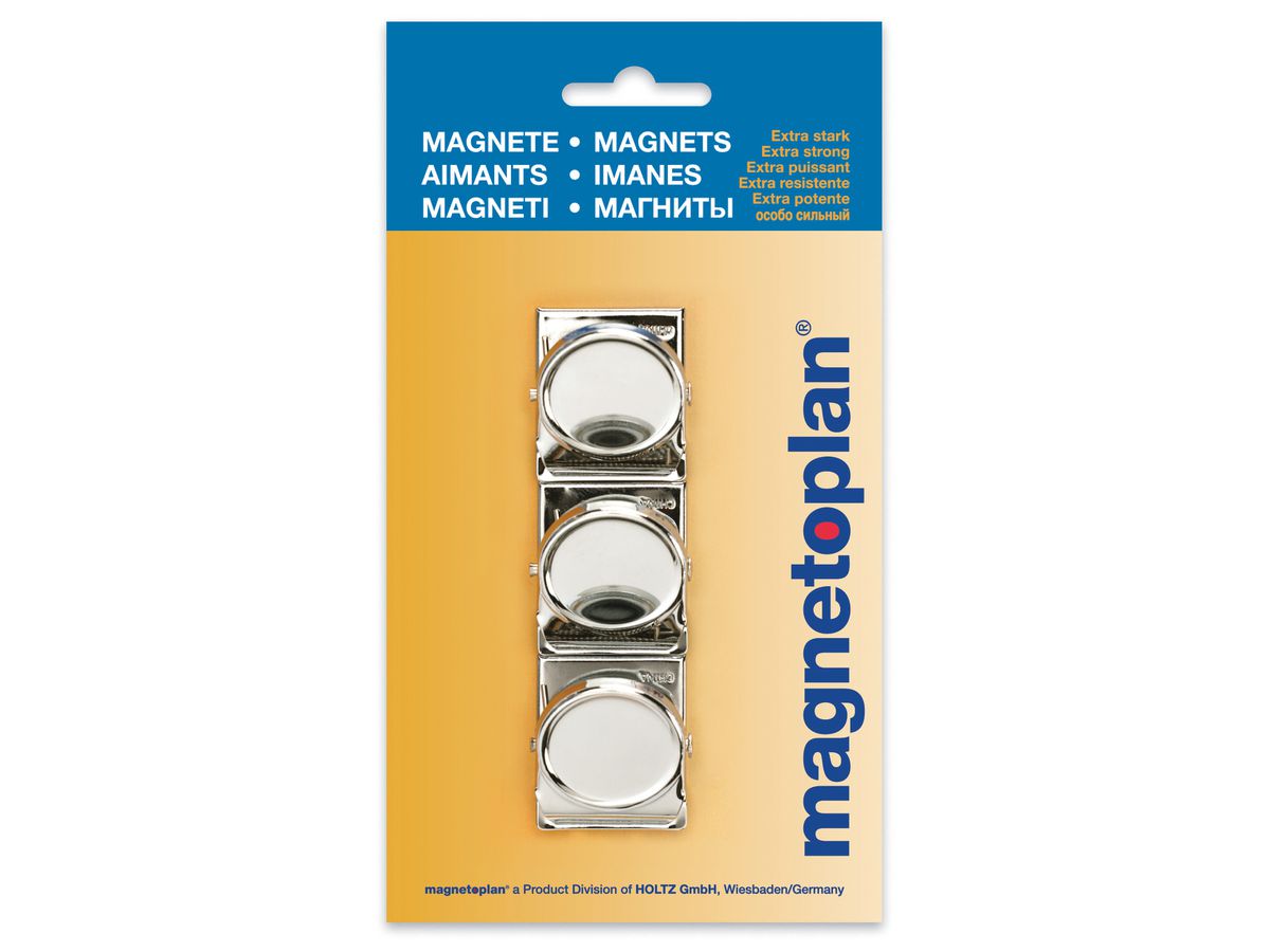 MAGNETOPLAN Calamita Clip argento 16670 piccolo, 35mm 3 pezzi (4013695028439)