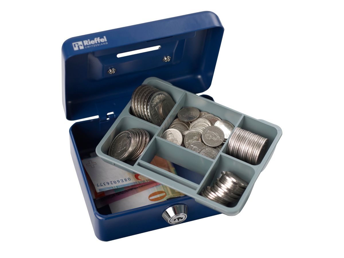 RIEFFEL SWITZERLAND Geldkassette KIKA KIKABLAU 12,5x6x9,5cm blau (7640115311160)