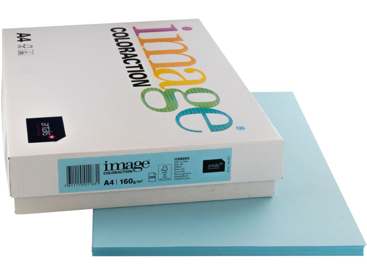 IMAGE COLORACTION Papier à copier Iceberg A4 294544 bleu ciel, 160g 250 feuilles (7611115011831)