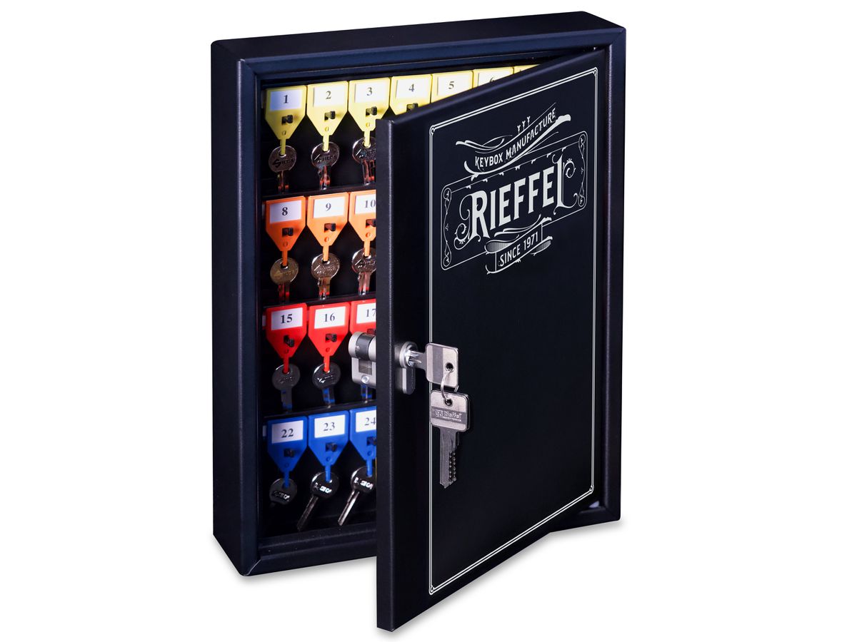 RIEFFEL SWITZERLAND Schlüsselkasten KyStor schwarz KRLEGEND42PZ 35x27x6,5cm 42 Haken (7630010400526)