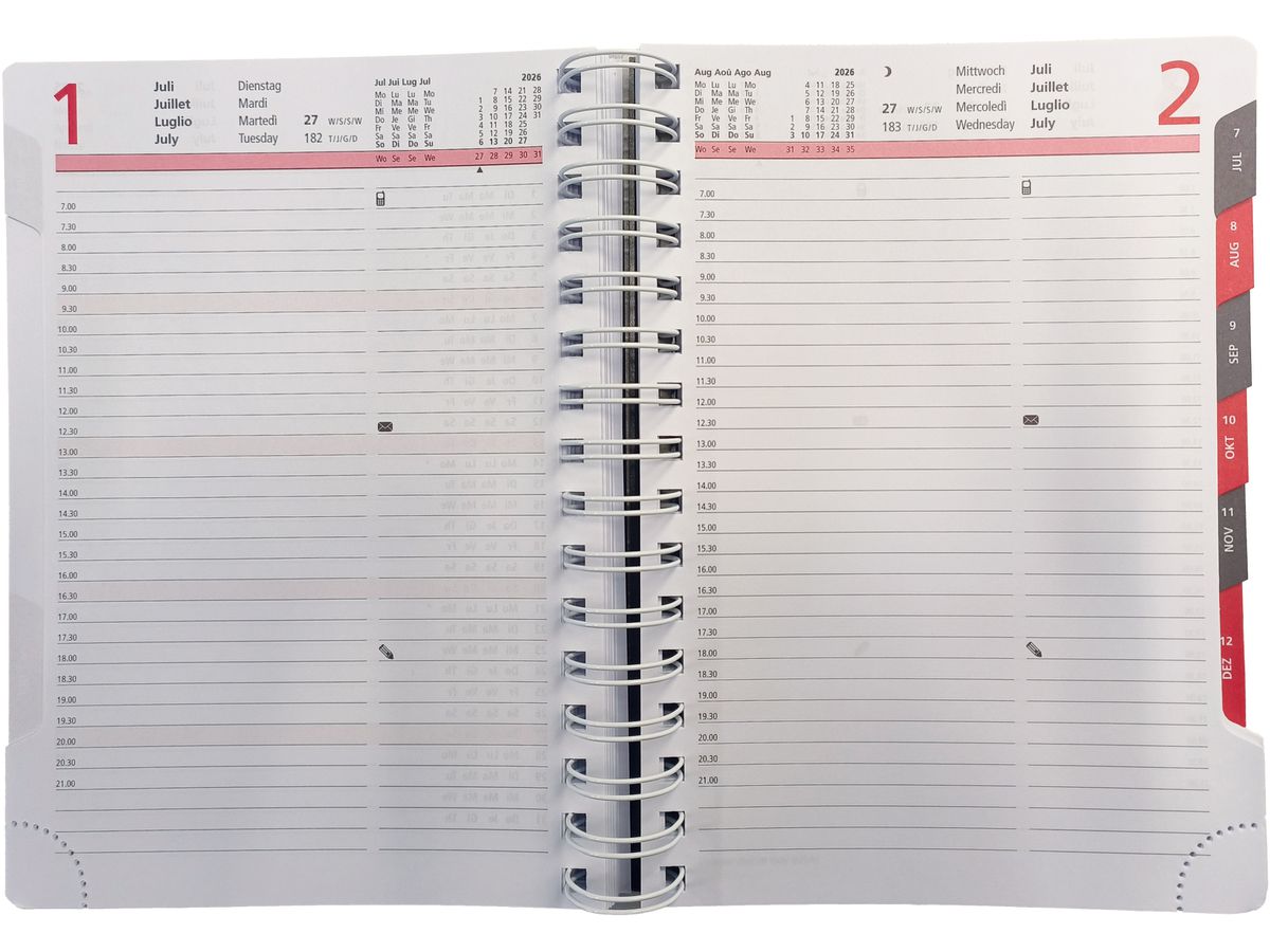 BIELLA Agenda Registra plus W-O 2026 808510000026U 1G/1P Cylar ML 14.5x20.5cm (7611365524037)