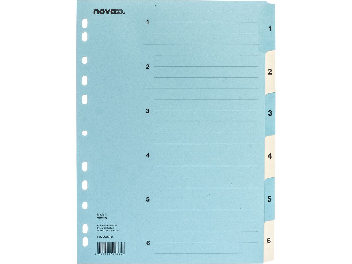 NOVOOO Répertoire carton A4 40543 bleu/beige 1-6 (9010729028637)
