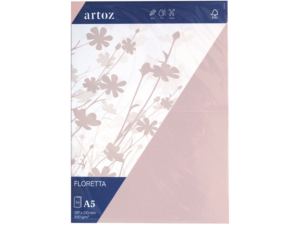 ARTOZ Cartes 1001 A5 15839226-281 200g, rose clair 5 feuilles (7612996997849)