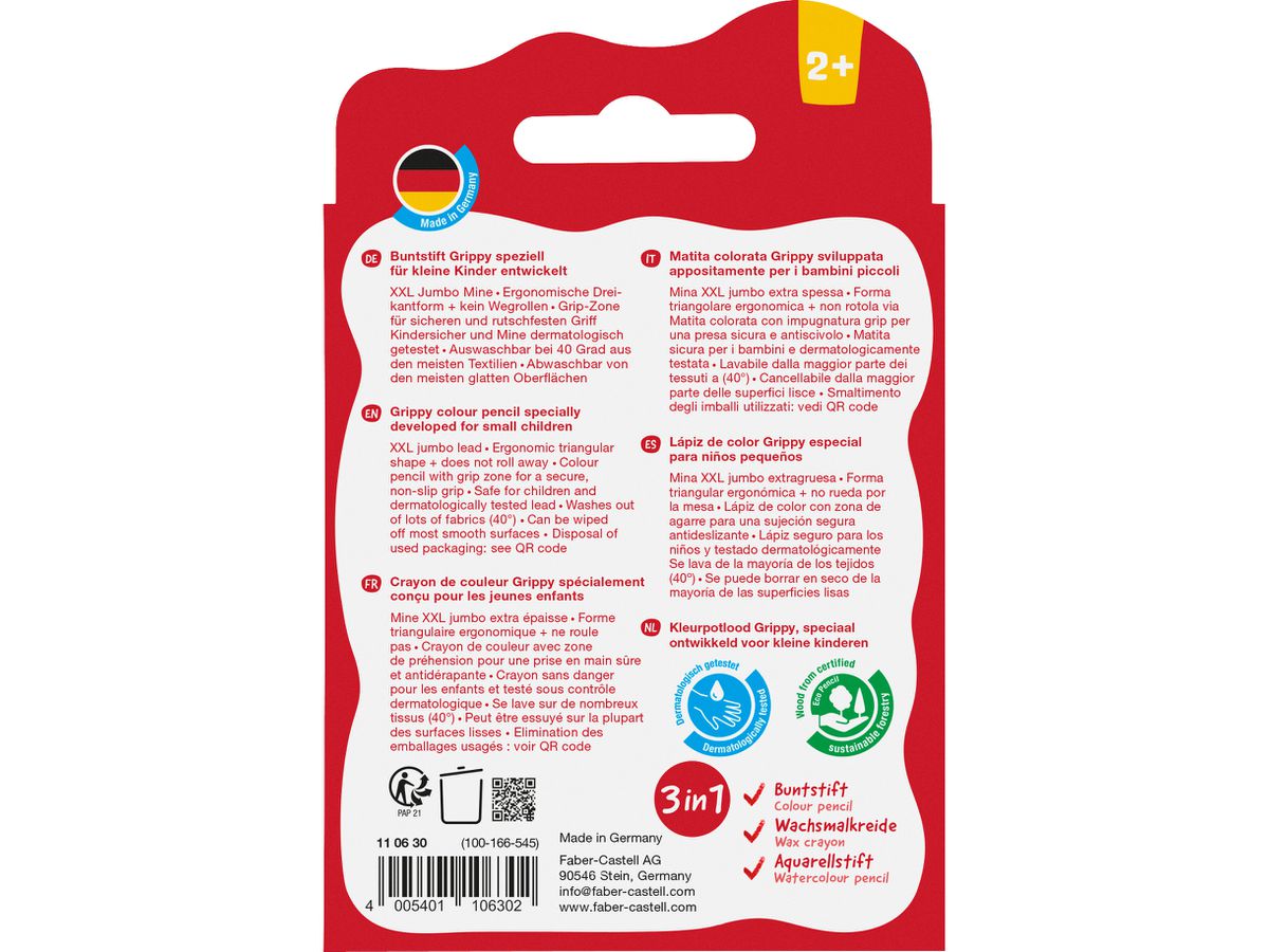 FABER-CASTELL Matite colorate Grippy 110630 6 colori (4005401106302)