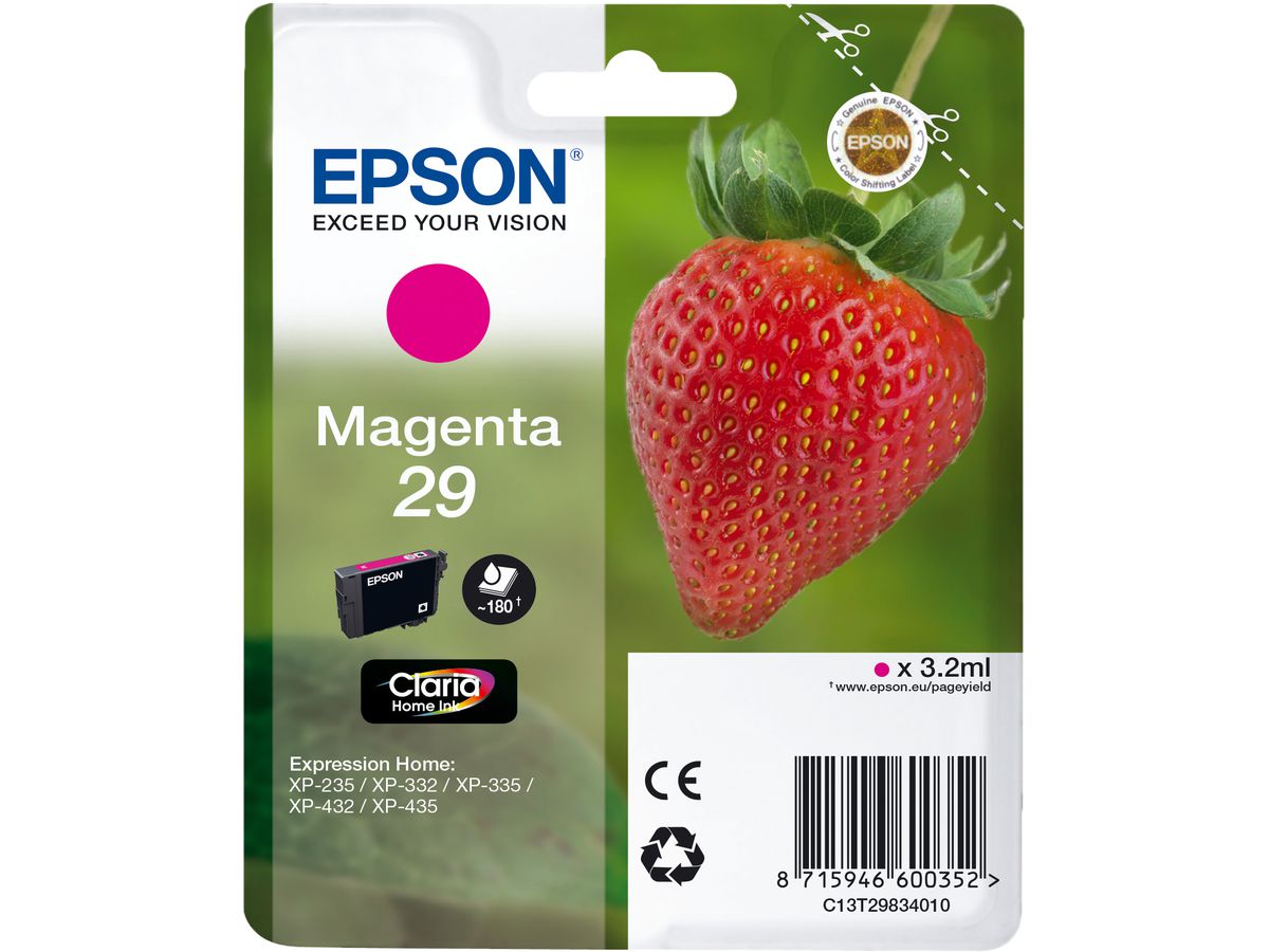 EPSON Cart. d'inchiostro 29 magenta T298340 XP-235/335/435 180 pagine (8715946626000)