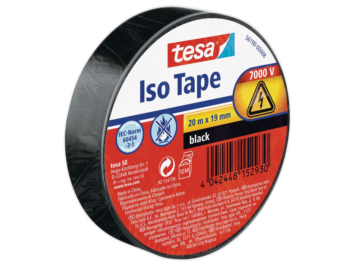 TESA Ruban isolant 56190-00008 19mmx20m noir (4042448152930)