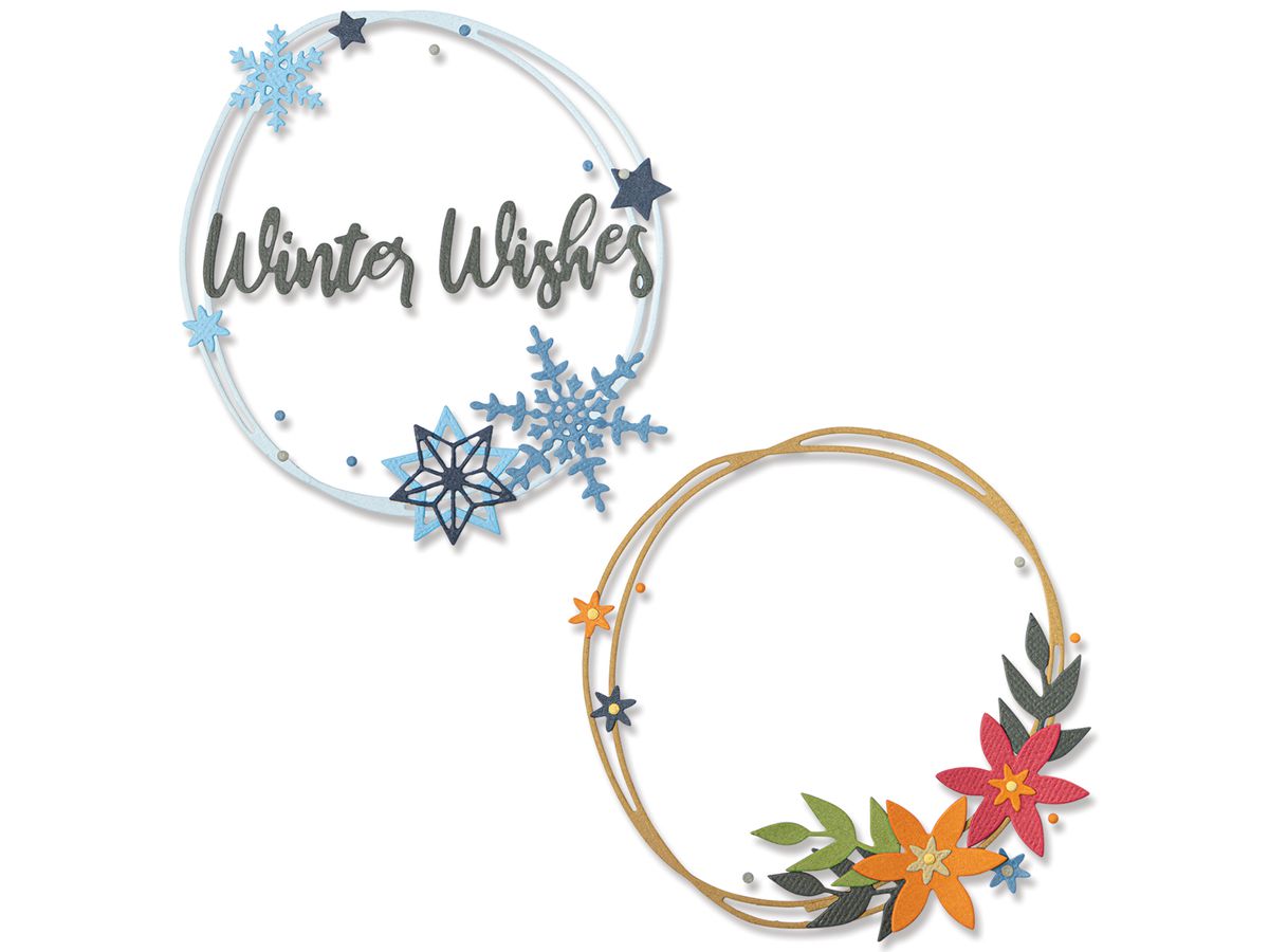 SIZZIX Winter wreath dies 666026 Set di 15 (0630454282297)