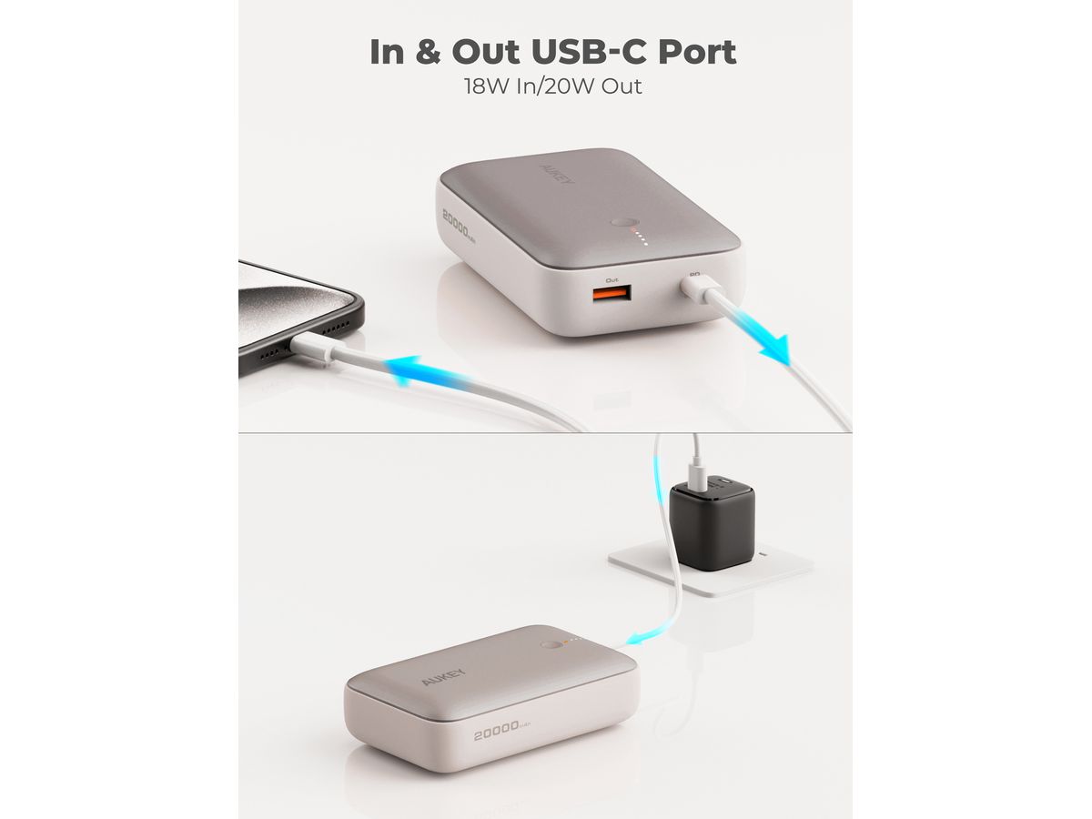 AUKEY Spark Mini 20000, 20W, PD,QC PB-Y57GD Powerbank,Gold,USB-C,USB-A (0689323789825)