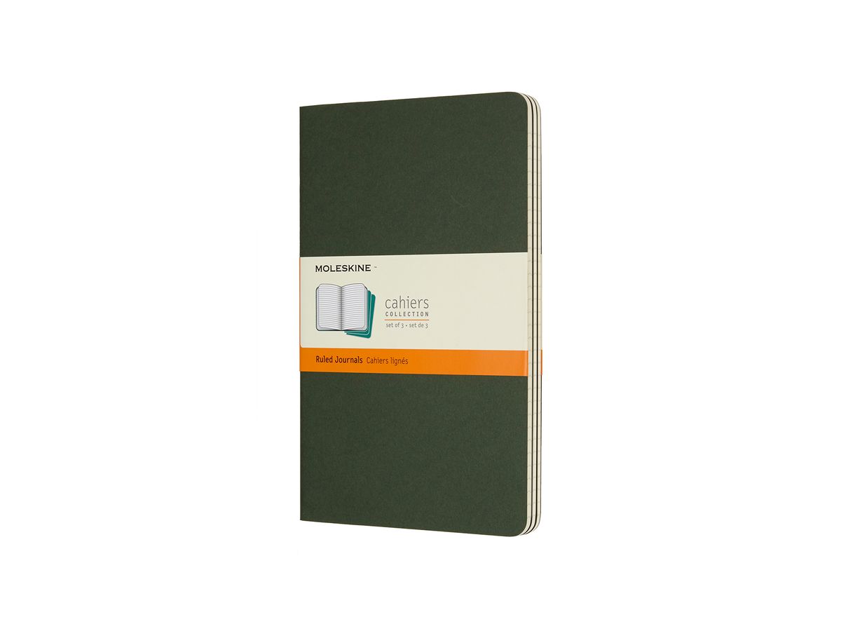 MOLESKINE Cahier L/A5, 3x, Liniert 855273 Myrtengrün 3 Stück (8055002855273)