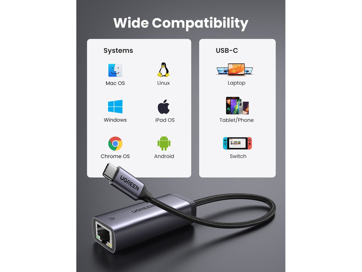 UGREEN Gigabit Ethernet Adapter 40322 USB-C (6957303843220)