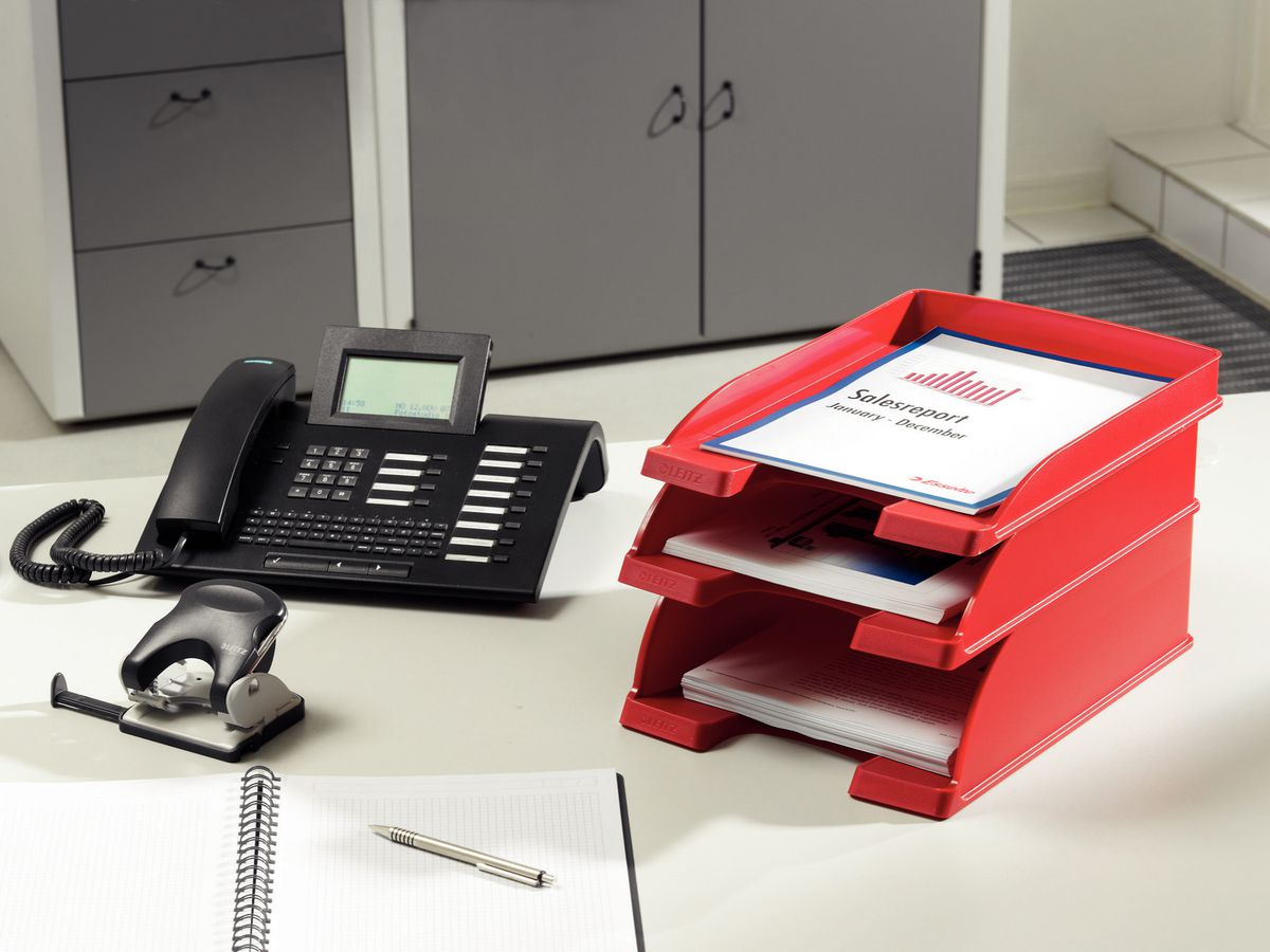 LEITZ Plus Briefkorb, flach A4 52370025 rot (4002432374830)