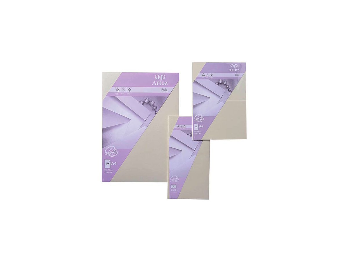 ARTOZ     Karten Perle                A5 - 118392262 290g, weiss            5 Blatt (7612450534924)