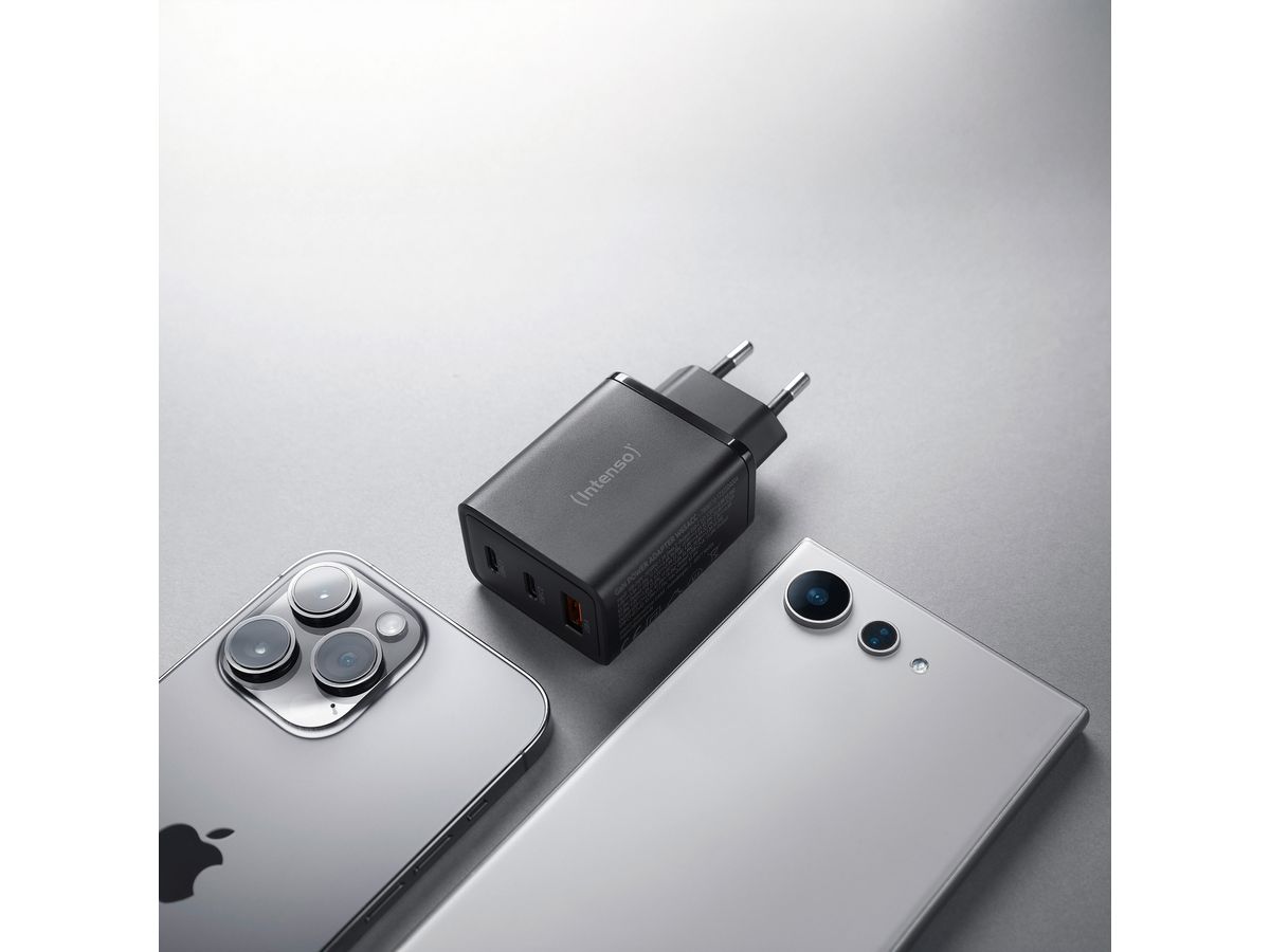 INTENSO Power Charger 65W GaN black 7806510 65W, 2 x USB-C 1 x USB-A (4034303035946)