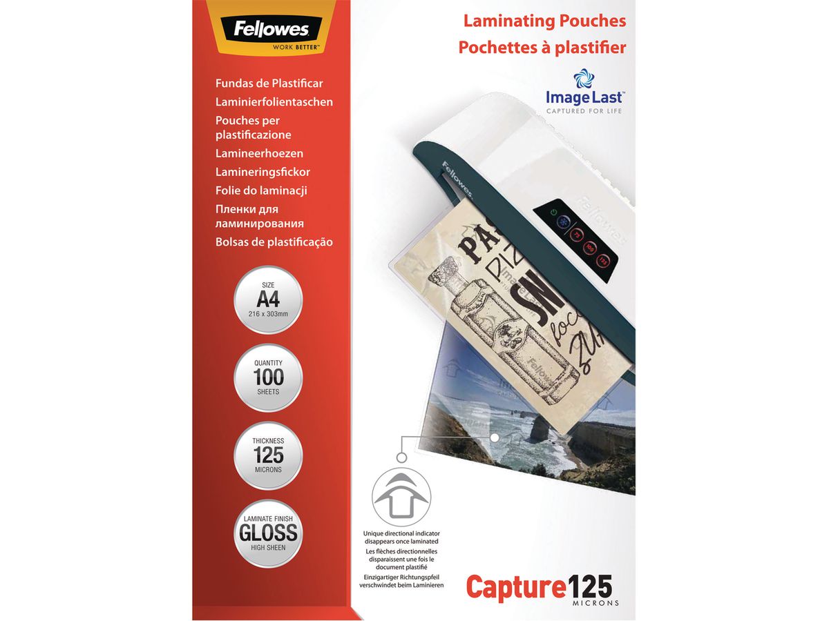 FELLOWES Laminiertasche 216x303mm 5307407 glanz, 125my 100 Stk (0077511530746)