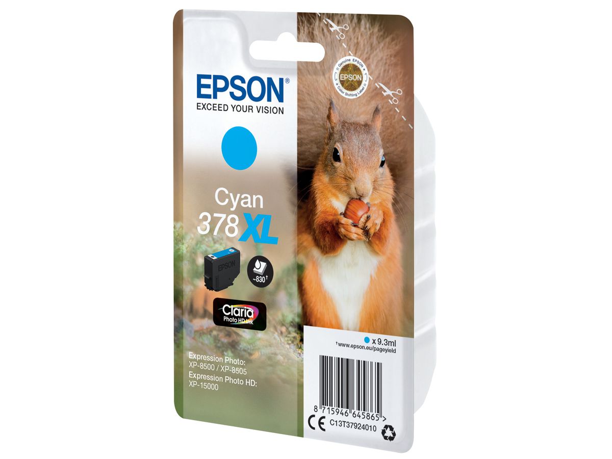 EPSON Tintenpatrone 378XL cyan T379240 XP-8500/8505/15000 830 Seiten (8715946645865)