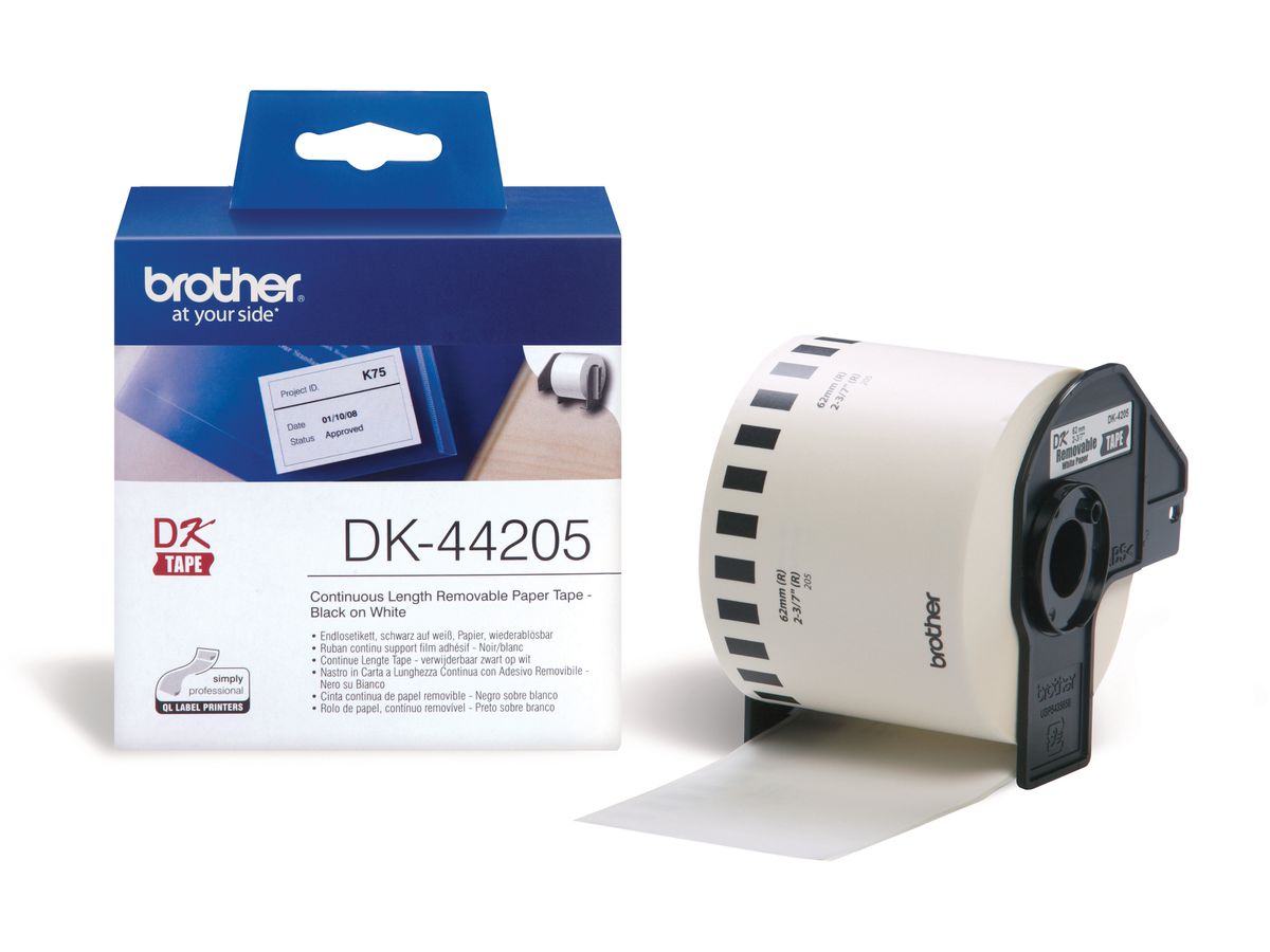 PTOUCH Etichette continue 62mmx30.48m DK-44205 QL-500/550 bianco rotolo (4977766635127)