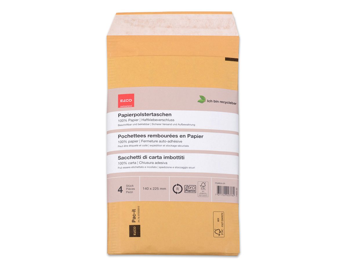 ELCO Papierpolstertasche 140x225mm 74650.92 braun 4 Stück (7611722023760)