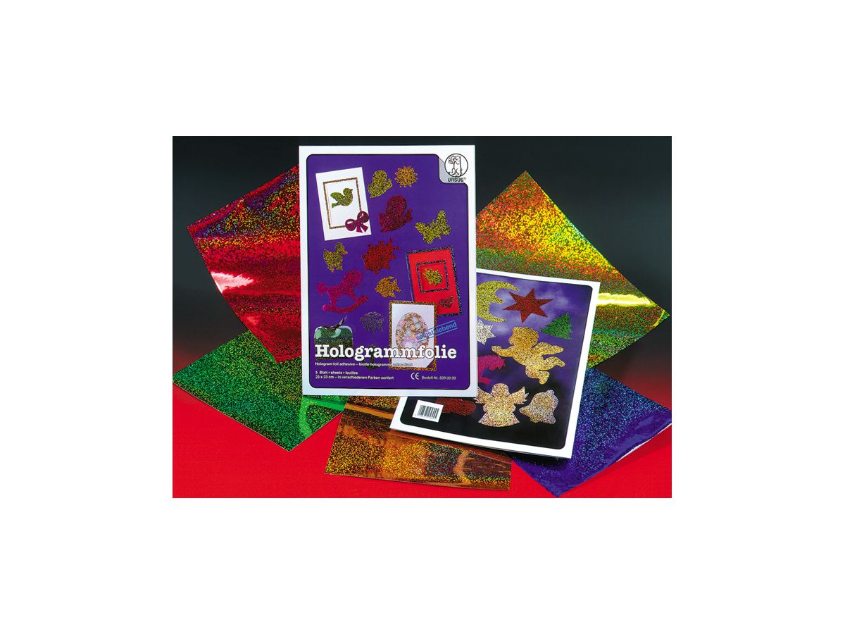 URSUS Foglio ologramma 23x33cm 8390099 50my, 5 colori ass. 5 fogli (4008525256045)