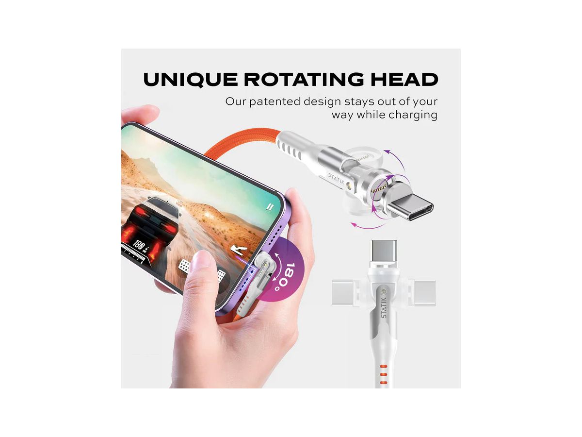 STATIK Statik 360 Pro Mag. Cable PUP-0520-6FT-ORG USB-C to C, 2m, 100W, Navy (0810024058365)