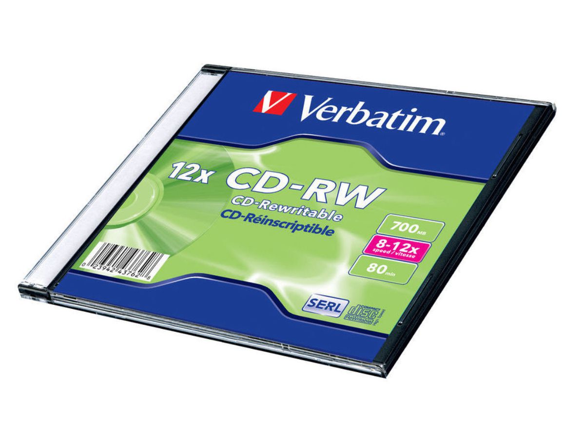 VERBATIM CD-RW Jewel 80MIN/700MB 43148 8-12x 10 Pcs (0023942431480)