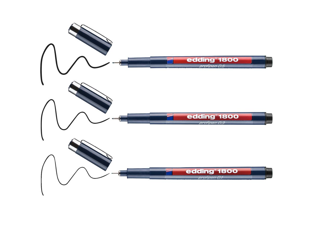 EDDING Profipen 1800 0,1mm 1800-E3 nero 3 pezzi (4004764044603)