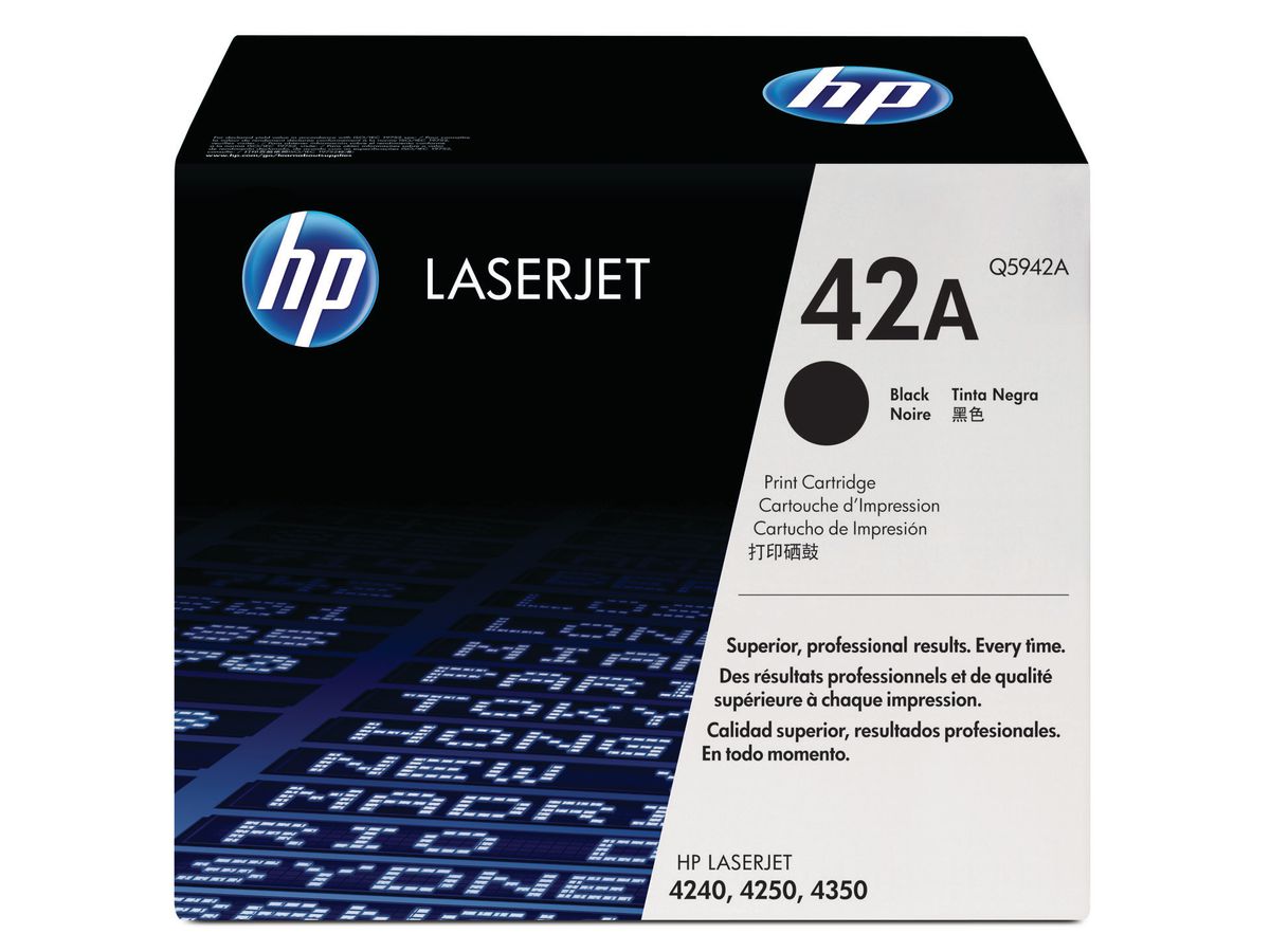 HP Cartouche toner 42A noir Q5942A LaserJet 4250/4350 10'000 p. (0829160221755)