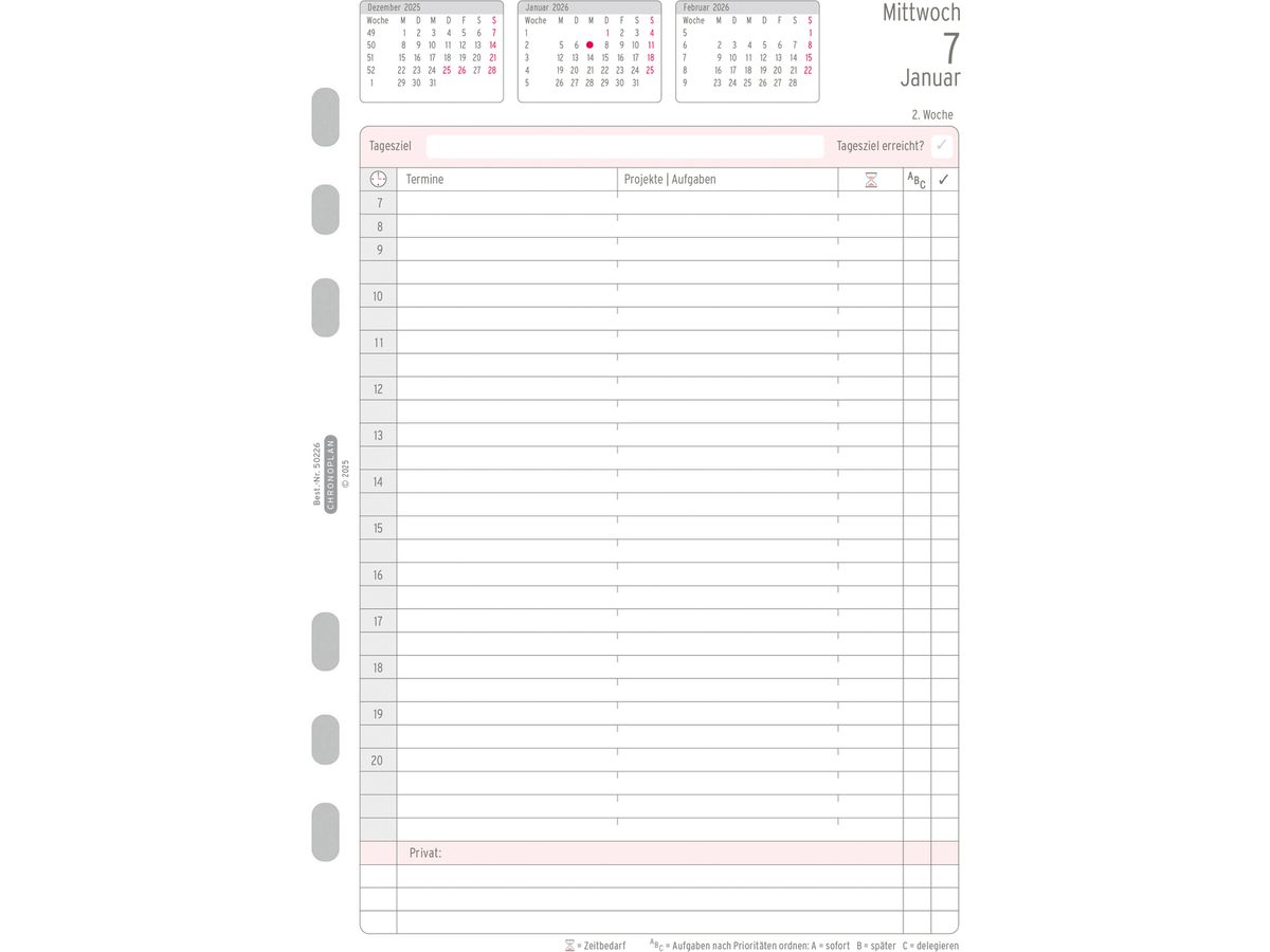 CHRONOPLAN Plan journalier recharge 2026 50226Z.26 1J/1P A5 (4004182088395)