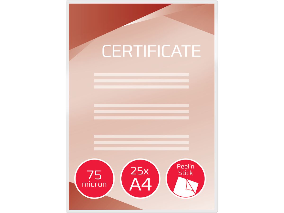 GBC Pelicole per laminazione A4 3747527 lucido, 75my 25 pezzi (0033816055360)