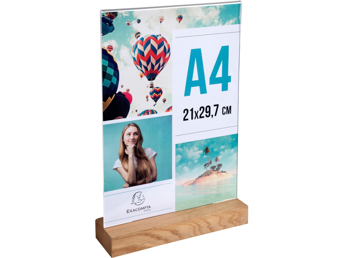 EXACOMPTA Présentoir de table A4 84258D transparent, bois haut (9002493109384)