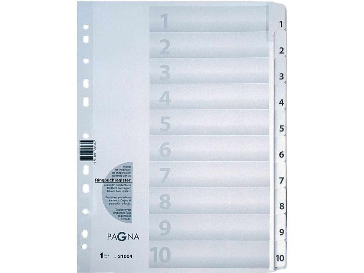 PAGNA Répertoire carton A4 31004-08 blanc 10-pièces, 1-10 (4013951004665)