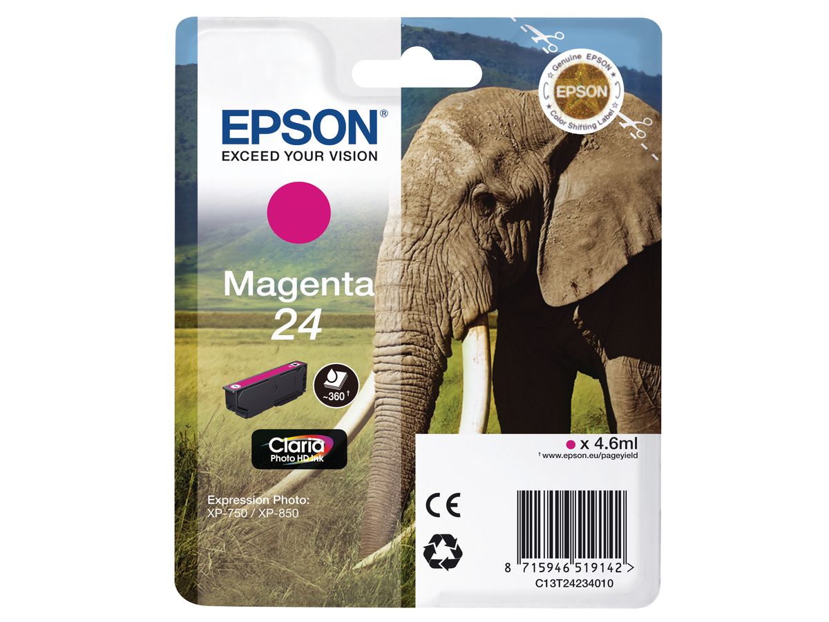 EPSON Cartouche d'encre 24 magenta T242340 XP 750/850 360 pages (8715946625348)