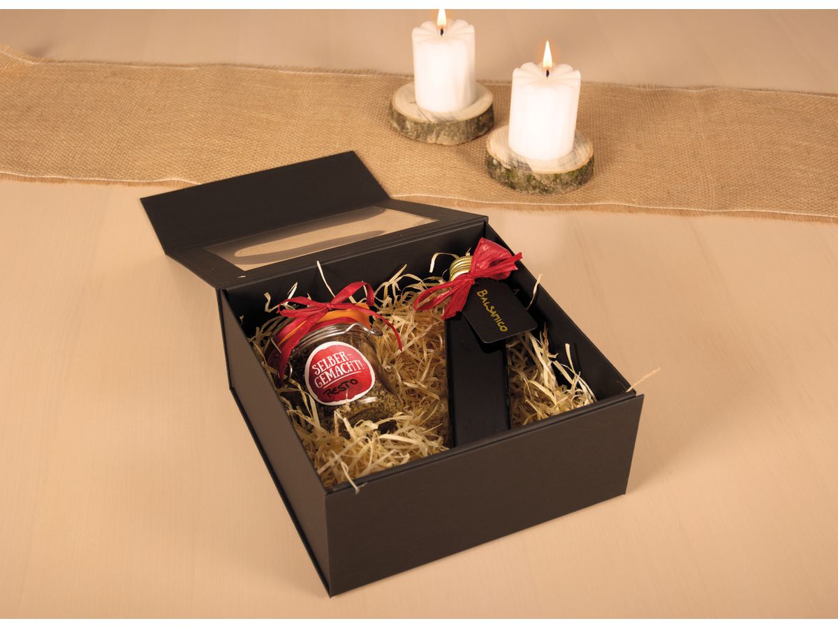 ELCO Geschenkbox m. grossem Fenster 82115.11 schwarz, 22x22x10cm 5 Stk. (7611722021681)