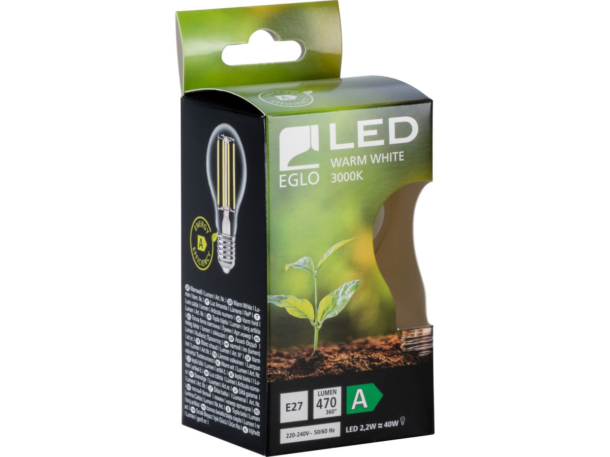 EGLO Leuchtmittel LED E27 110241 470 Lumen, 2.2W (9008606254002)