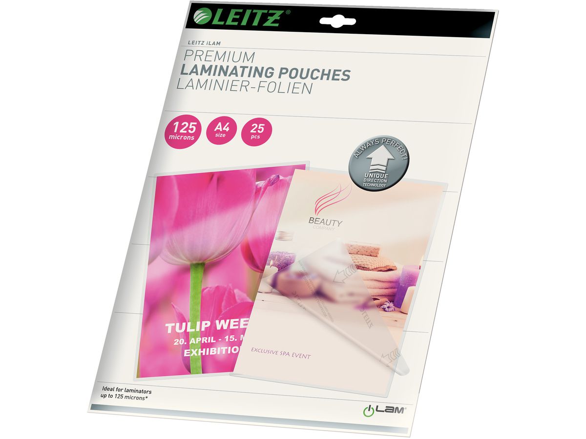 LEITZ Pochettes à plastifier A4 74820000 brillant, 125my 25 pcs. (4002432397662)