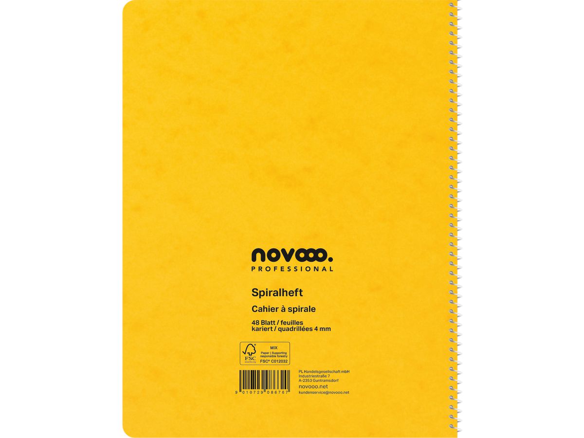 NOVOOO Quaderno spirale 17.5×22cm 729780 scacchi,4mm,70g, ass. 48 fogli (9010729086767)