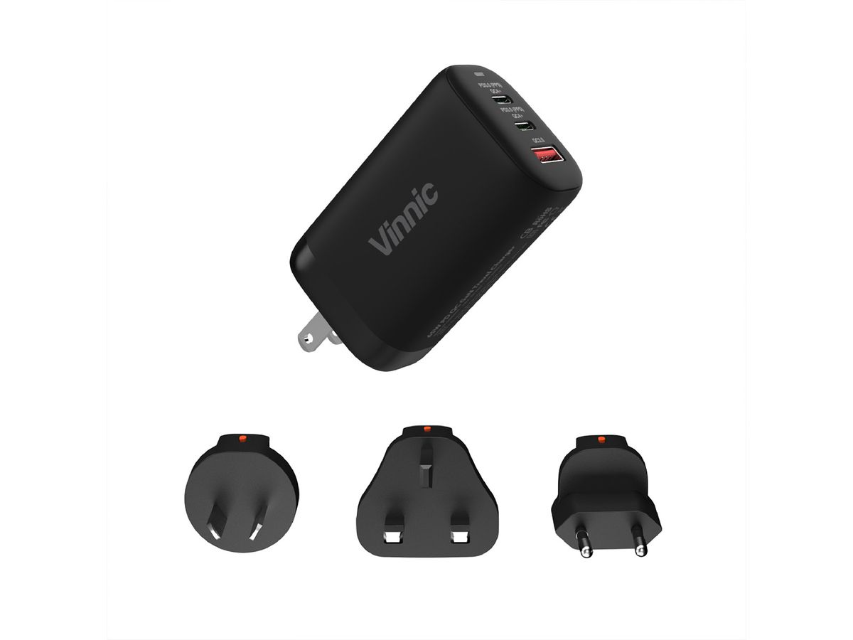 VINNIC Trivor 4-in-1 VPTK-4IGTK Global Travel Kit, Black (4898338015706)