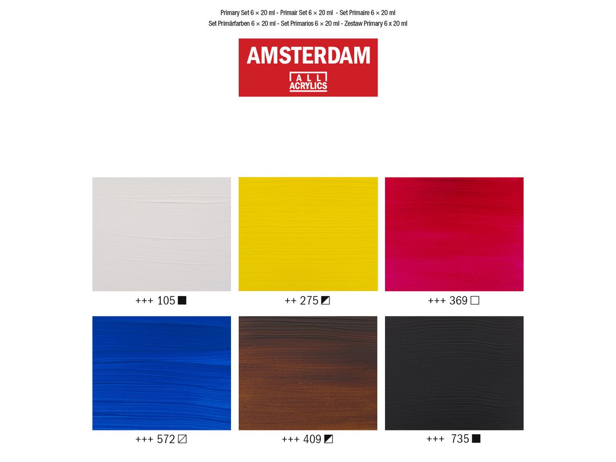 AMSTERDAM Standard Series Acryl Set 17820500 Primary 6X20ml (8712079451158)