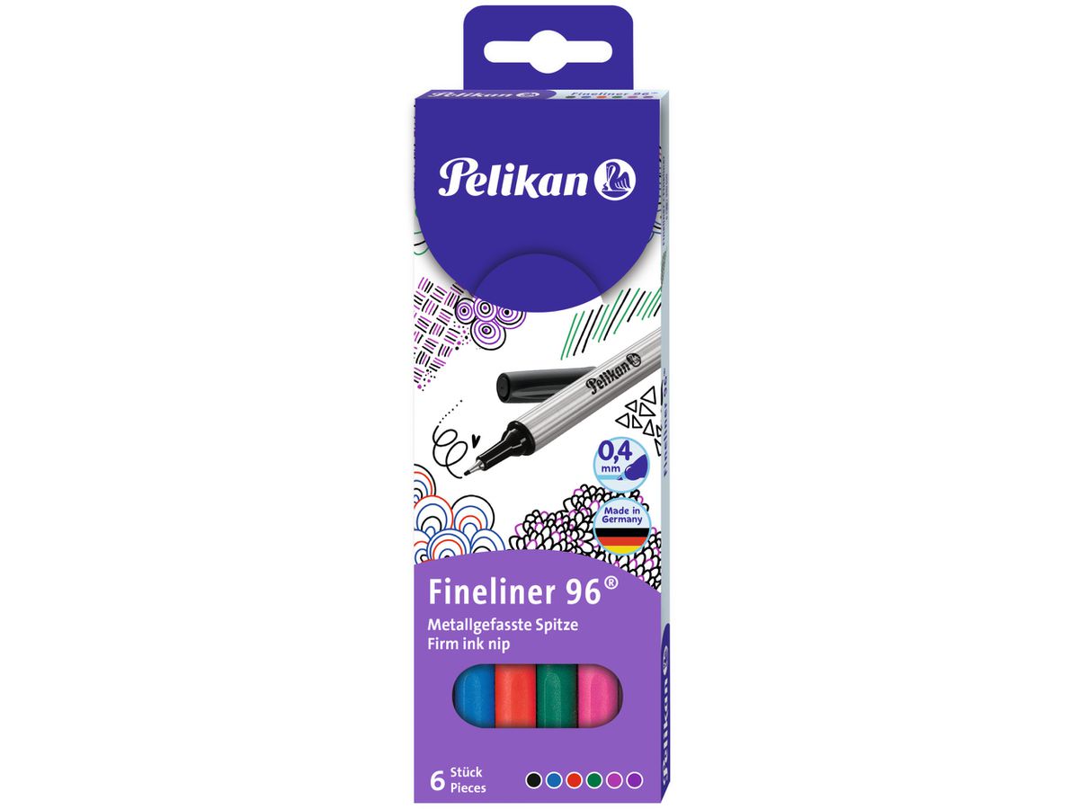 PELIKAN Fineliner 0,4mm 96/6 6 couleurs, étui (4012700940650)