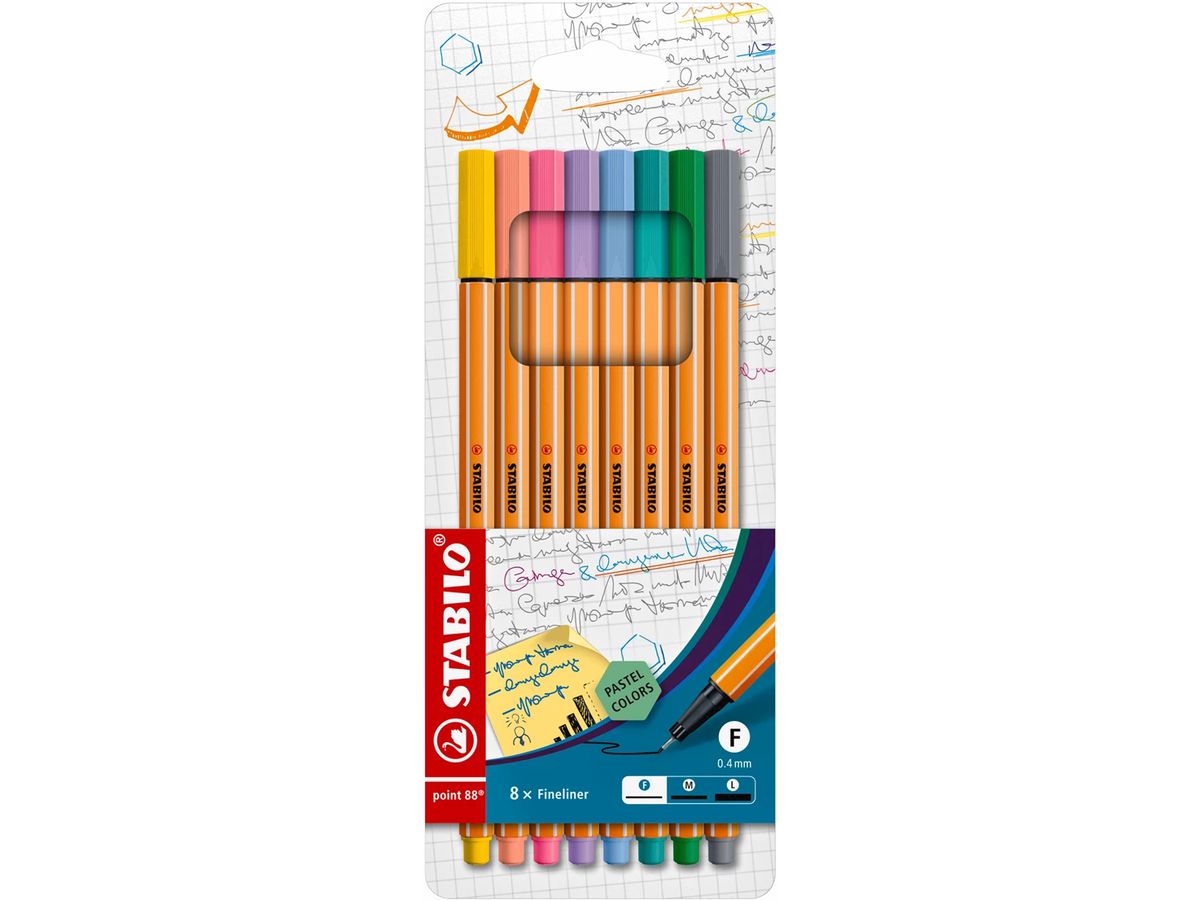 STABILO Fineliner Point 88 0.4mm 88/8-01 8 pastell (4006381493499)