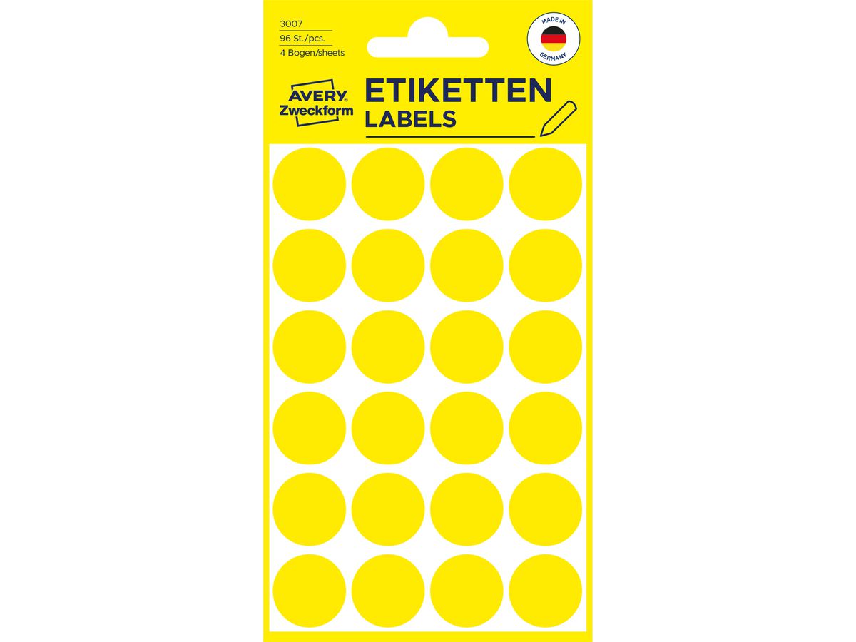 AVERY ZWECKFORM Marcatori 18mm 3007 giallo 96 pz. (4004182030073)