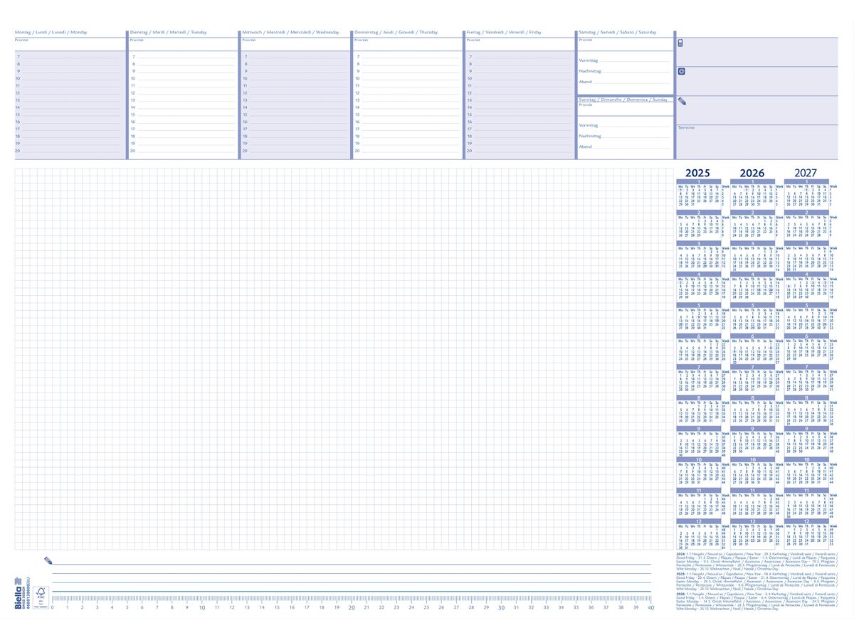 BIELLA Blocco da tavolo 2026 860013000026U 1S/1P 50p. bianco ML 57x40cm (7611365527342)