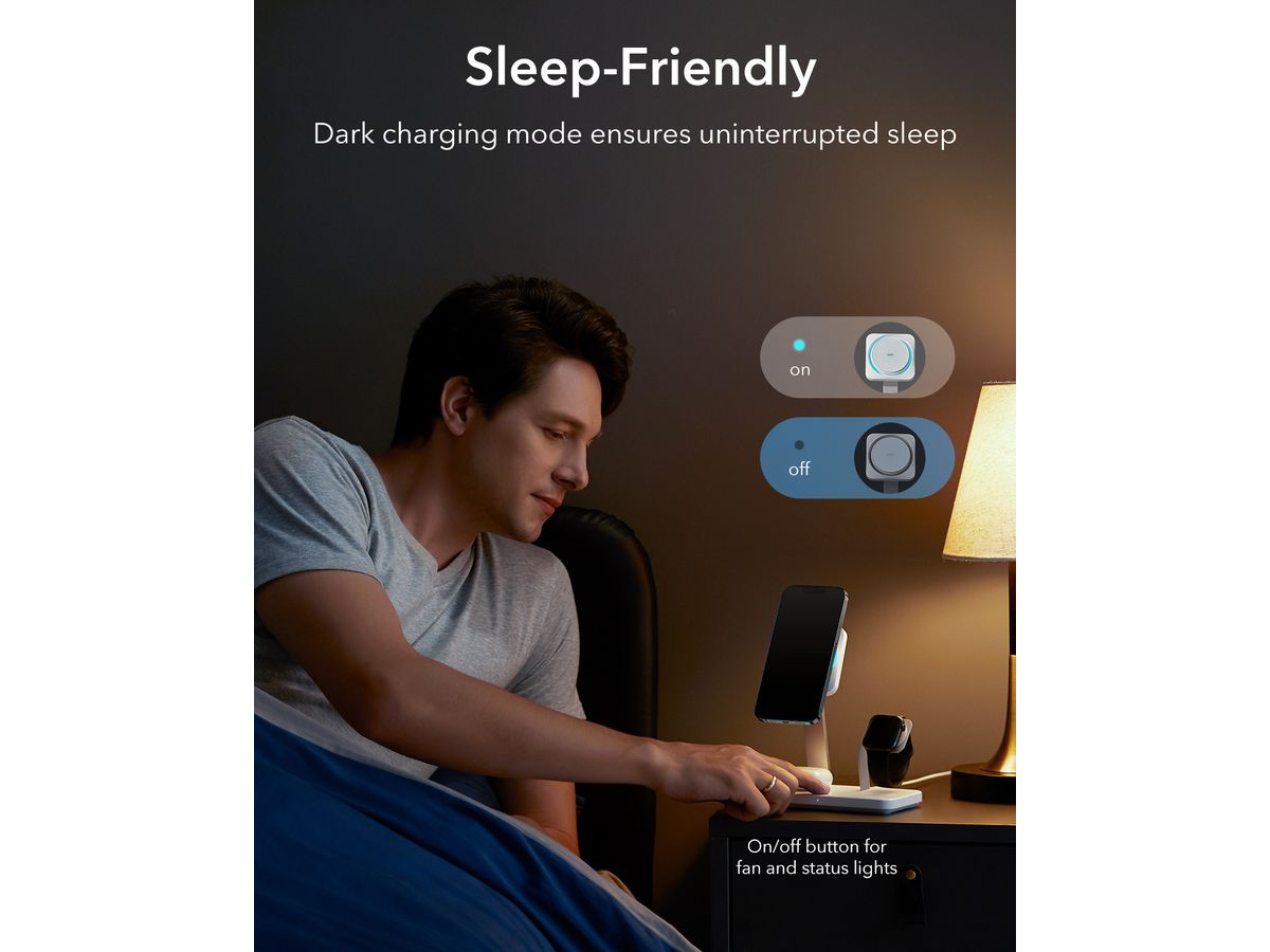 ESR HaloLock 3-in-1 Charger 2C5510201 Wireless,CryoBoost, White (4894240132647)