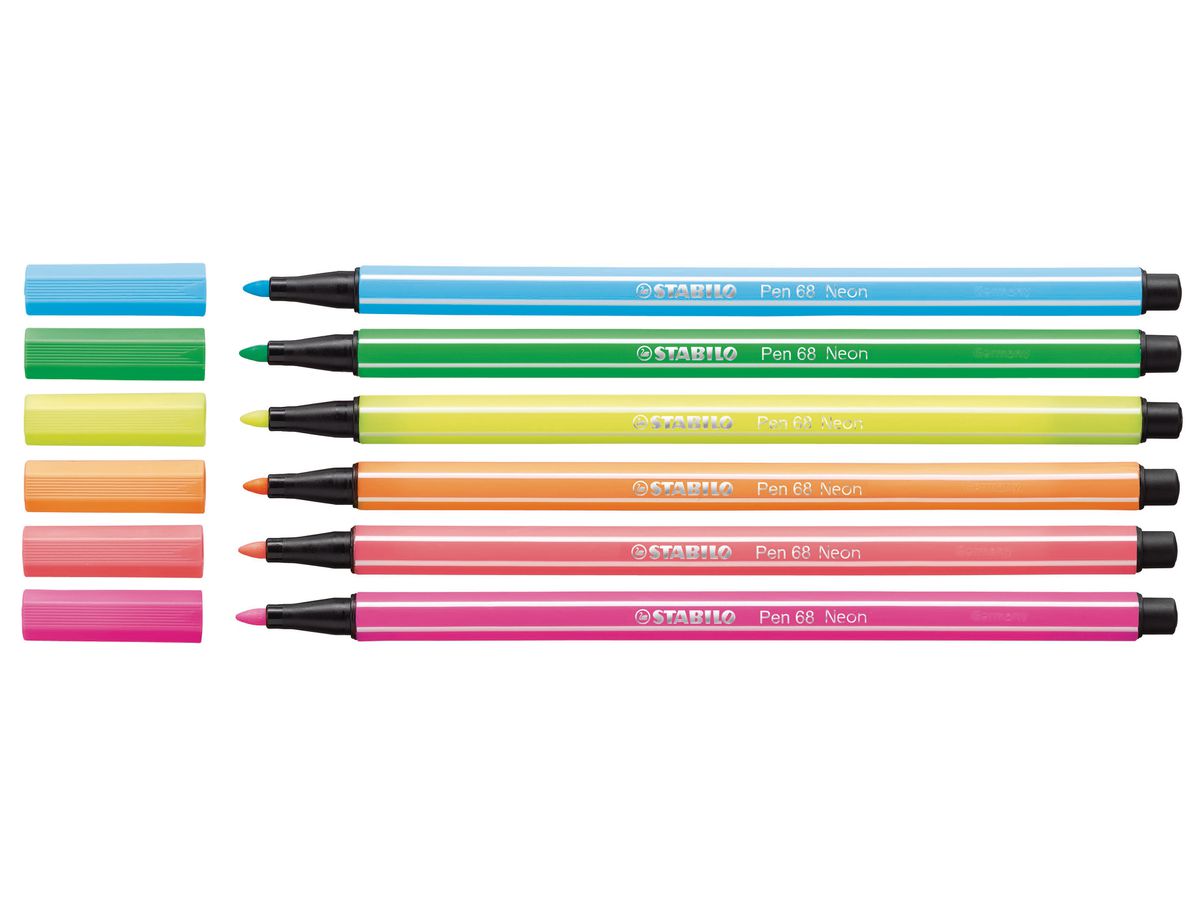 STABILO Penna Fibre 68 1mm 6806-1 6 colori neon (4006381132503)