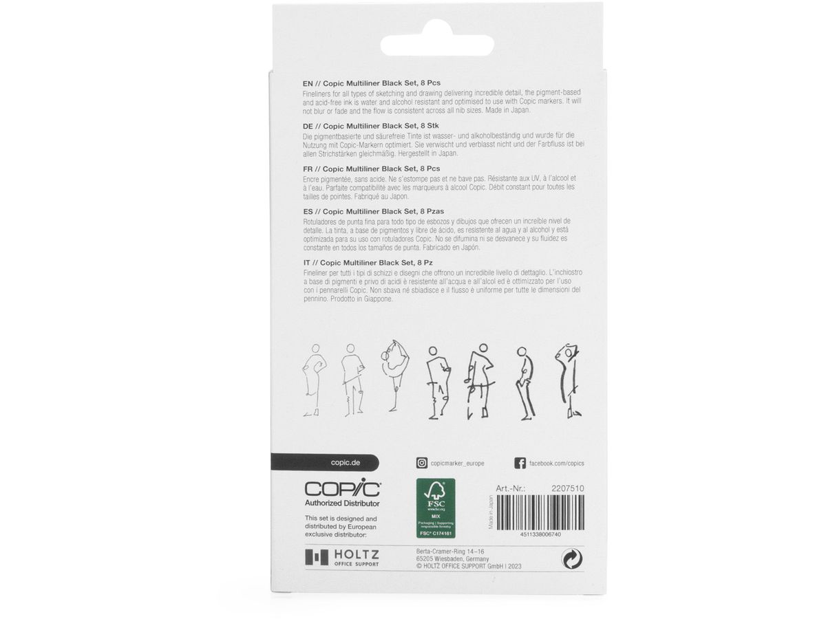 COPIC Multiliner 2207510 Set schwarz, 8 pz. (4511338006740)
