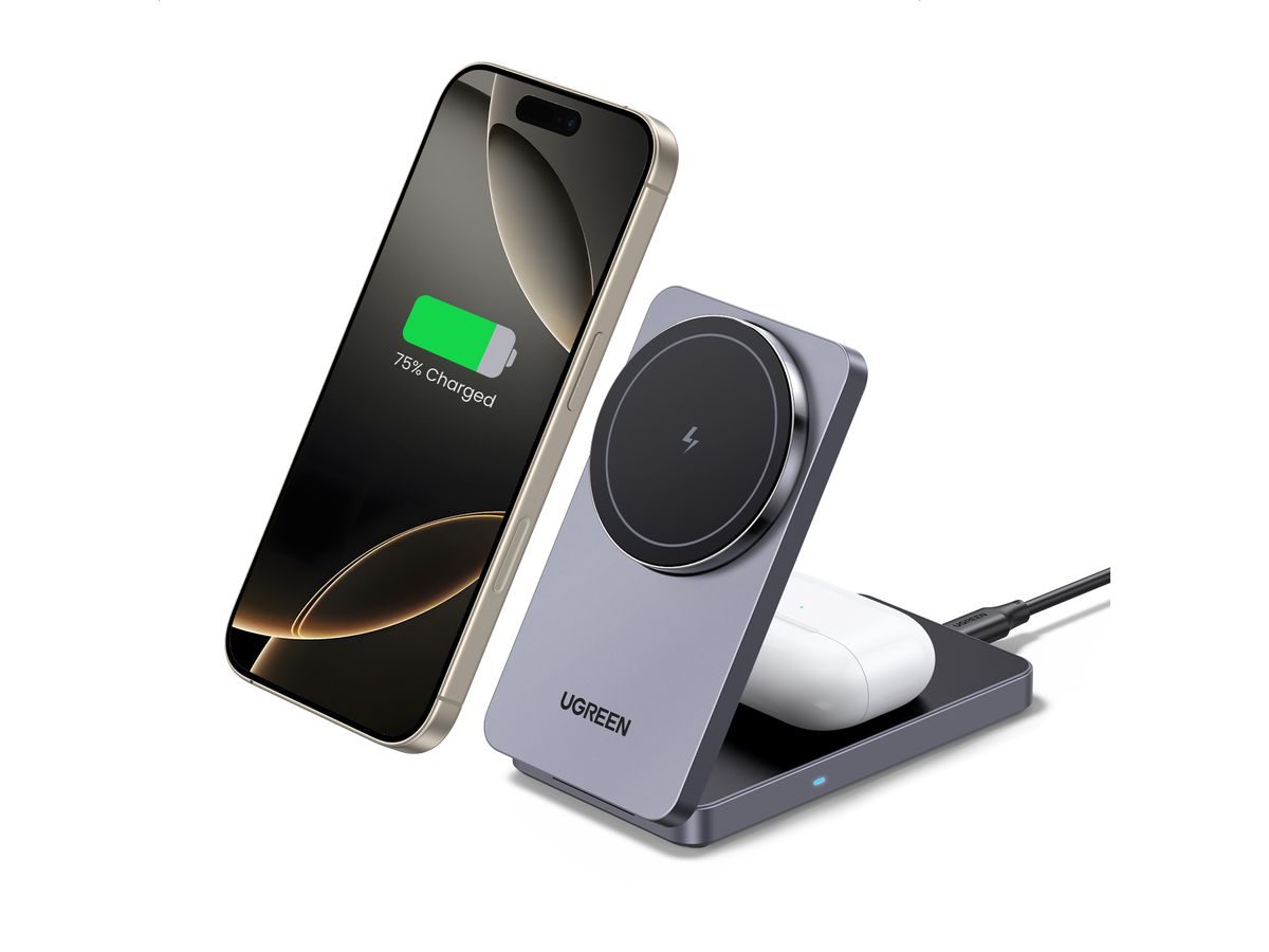 UGREEN Wireless Charger 2in1 ,20W 45056 iPhone, AirPods, Gray (6941876240562)