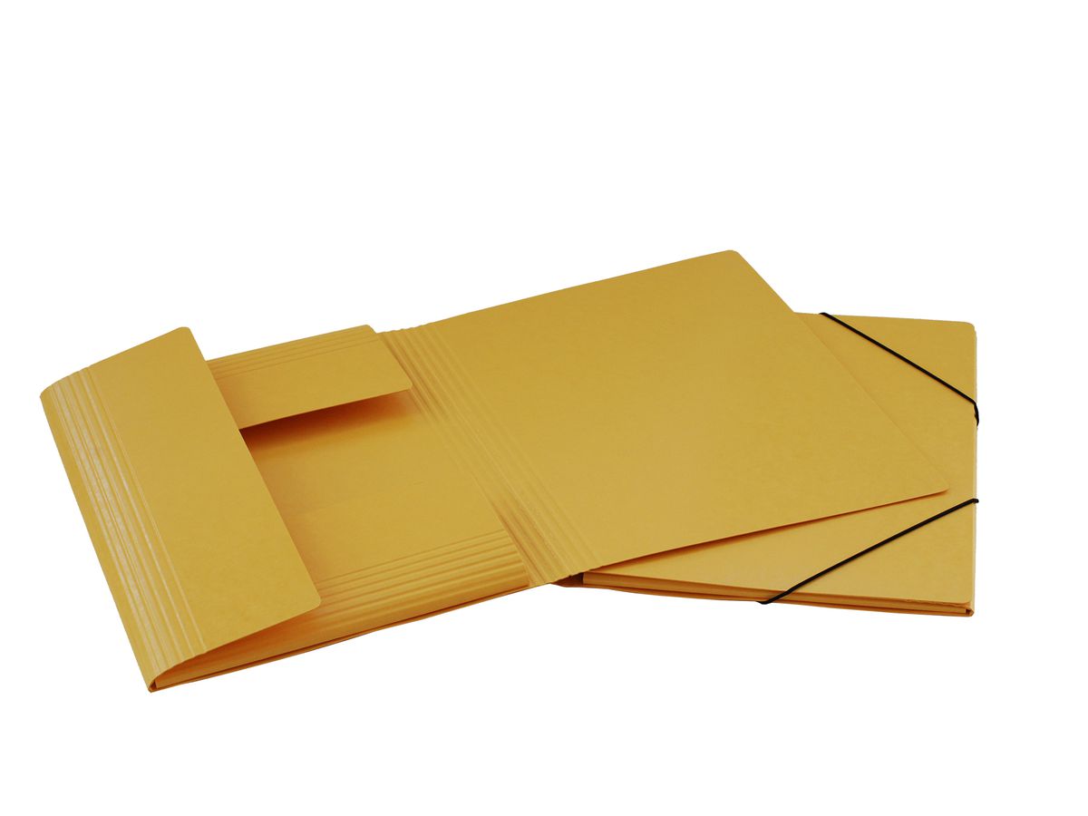 EROLA Dossier à élastique 650my A4 33299 jaune carton fibre 3 rabats (7640114443312)