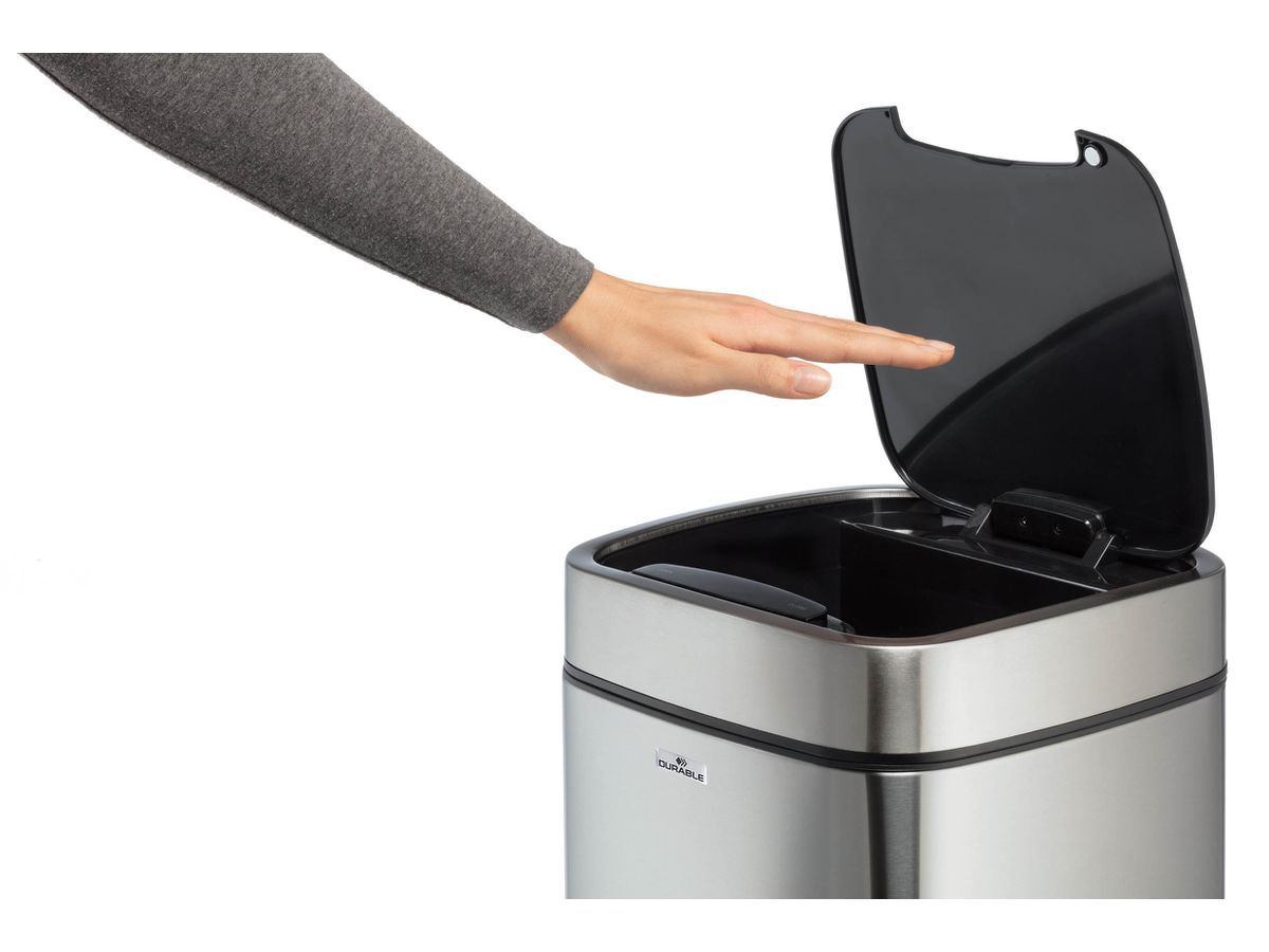 DURABLE Cestino NO TOUCH 21lt 342223 touchless, acciaio inox (4005546728346)