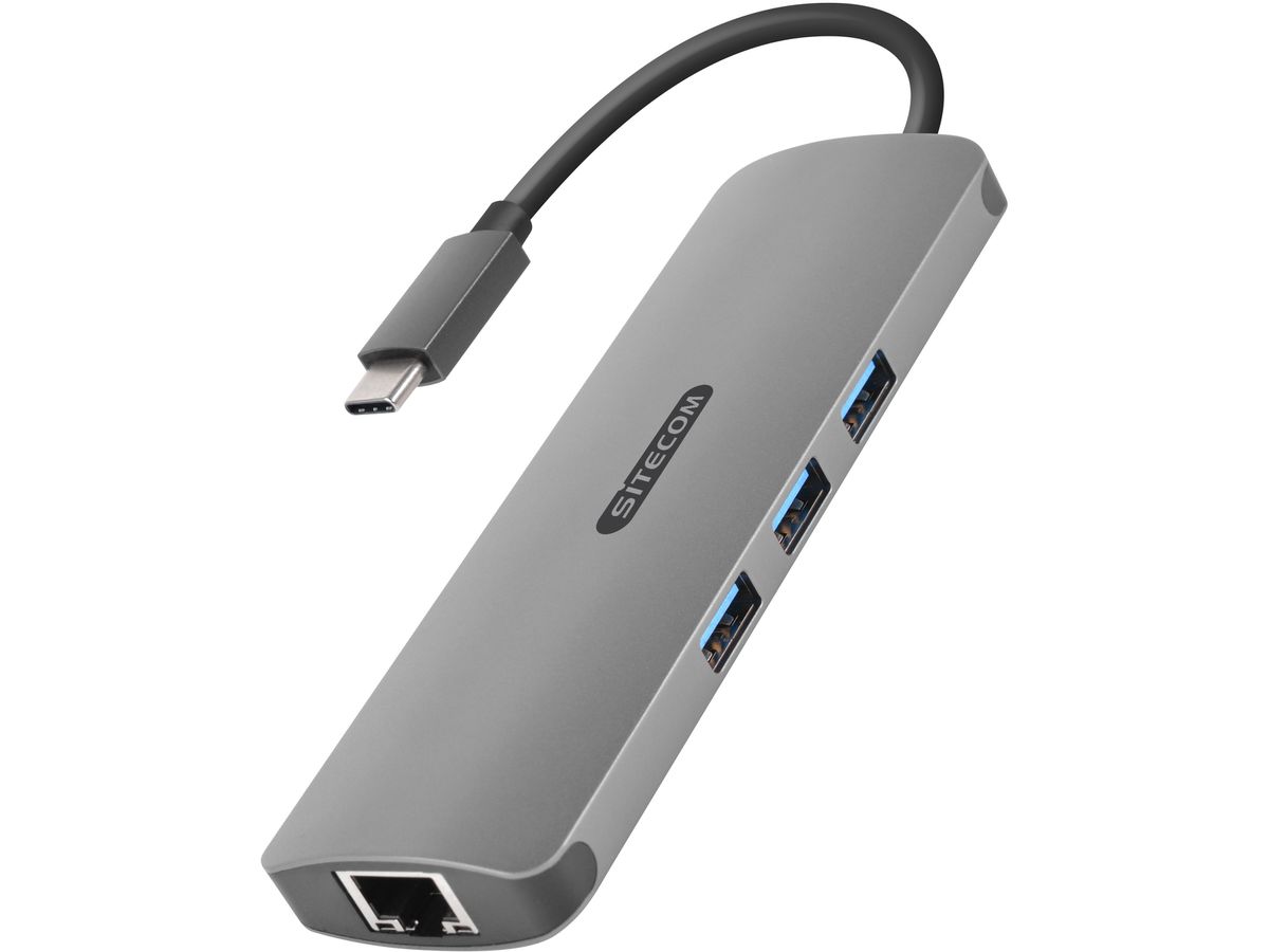 SITECOM USB-C Multi-Port Hub HDMI,LAN CN-382 3x USB-A, 4K, SD, mSD USB-C PD (8716502030576)