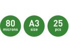 LEITZ Pochettes à plastifier A3 74860000 brillant, 80my 25 pcs. (4002432397709)